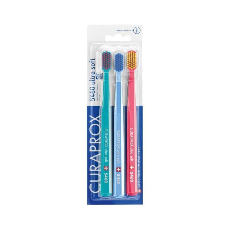 Set di spazzolini da denti Curaprox CS 5460 Ultra Soft ultra-morbido Turchese + Blu + Rosa 3 pezzi Curasept - 1