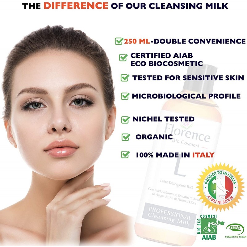 Florence Face Cleasing Milk with Hyaluronic Acid and Active Olive Fruit Water 250 ml Florence Organics - 5