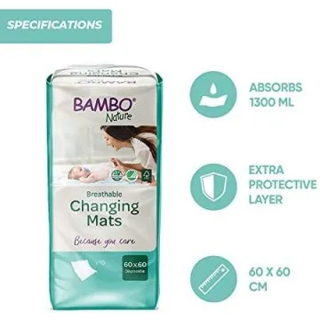Bambo Nature Disposable 60x60cm Changing Mat - Pack of 10 Bambo Nature - 1