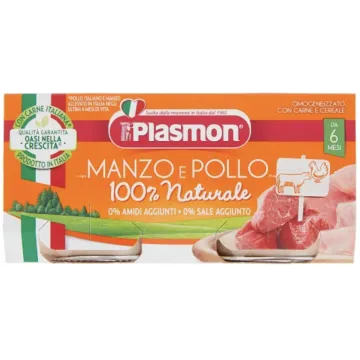 Plasmon Manzo e Pollo Omogeneizzato con Carne e Cereale 2 x 80 g Plasmon - 1