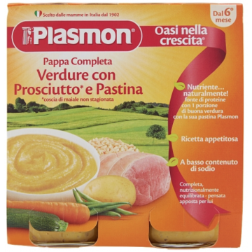 Plasmon Pappa verdure complete con prosciutto e pastina 2 x 190 g Plasmon - 1
