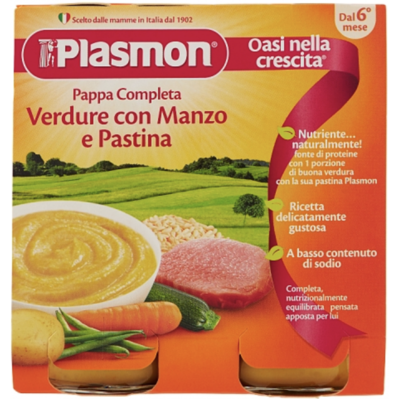 Plasmon Pappa Completa Verdure con Manzo e Pastina 2 x 190 g Plasmon - 1