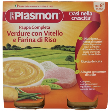 Plasmon Pappa complete verdure con vitello e farina di riso 2 x 190 g Plasmon - 1